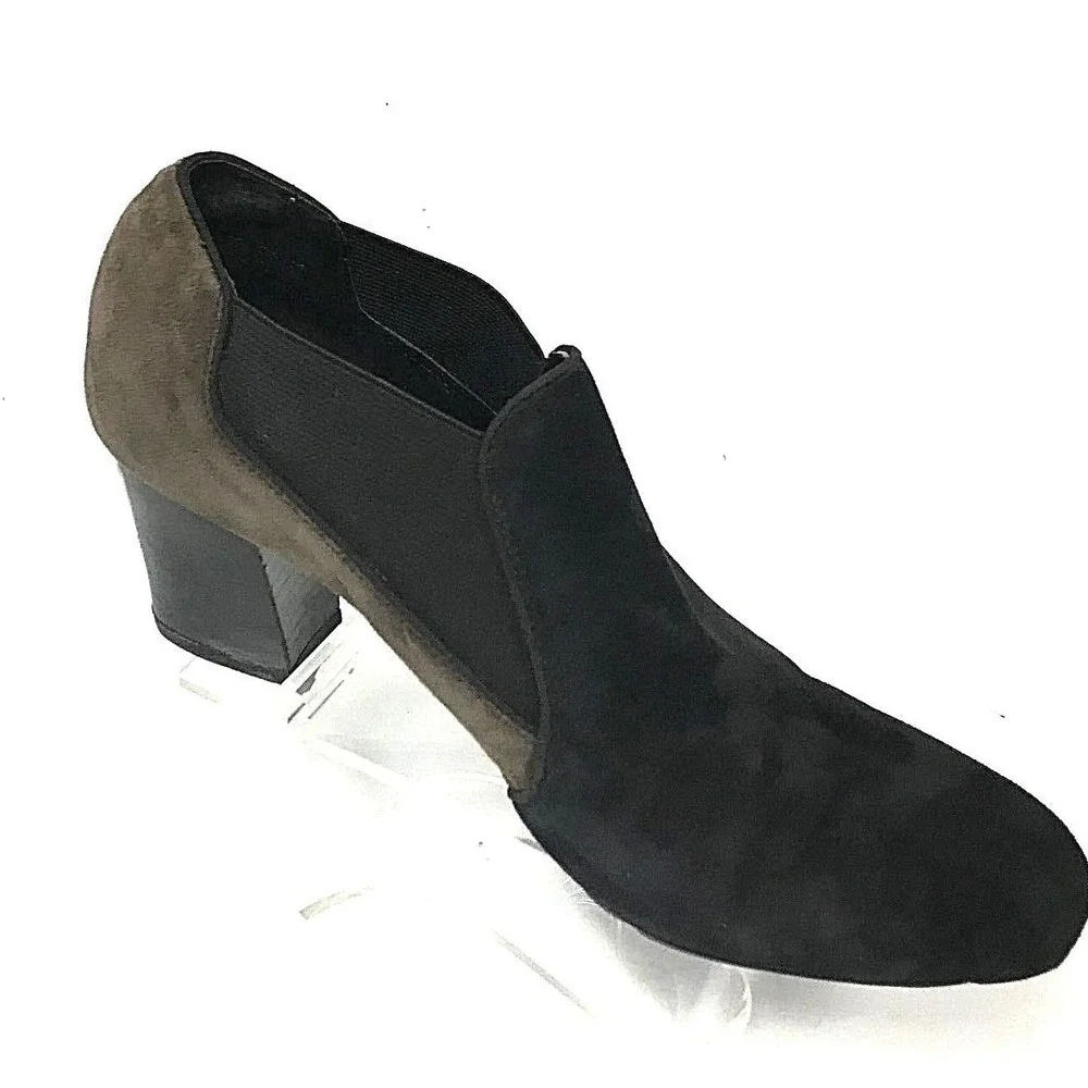 Franco Sarto Womens Black‎ Brown Suede Block Heel Booties Shooties Size 9